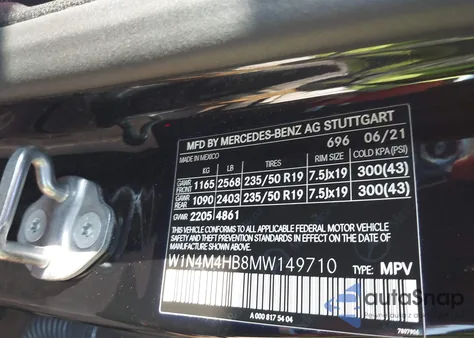 2021 Mercedes-Benz Glb 250 4Matic from USA, damaged, VIN W1N4M4HB8MW149710